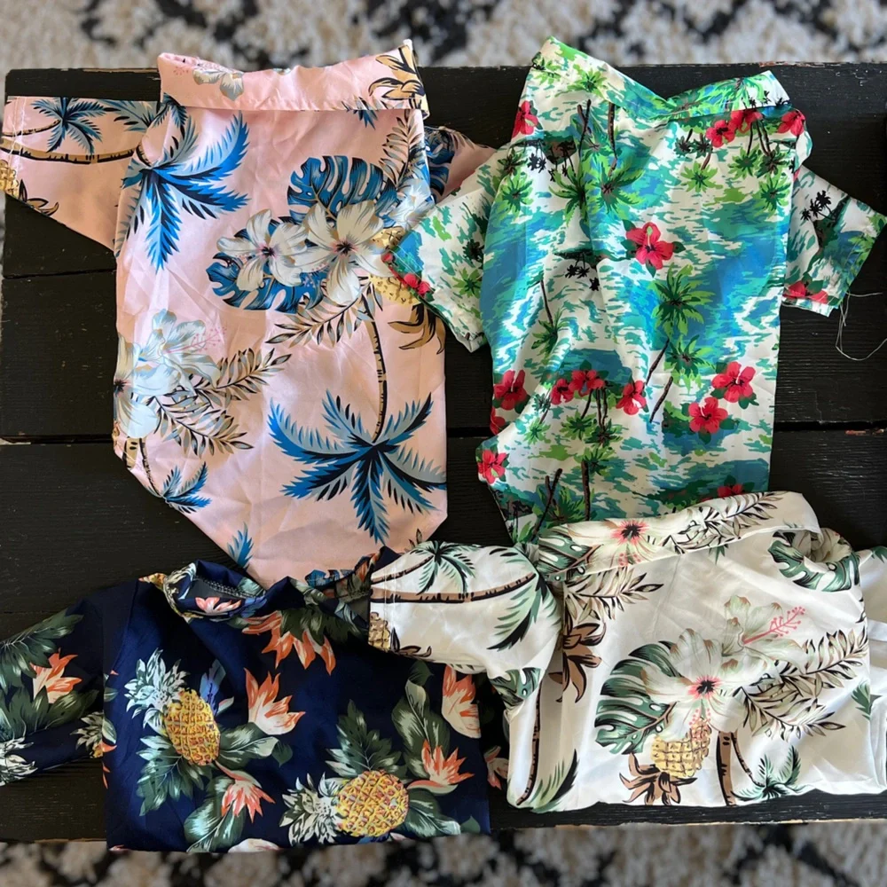 Tropical Print Dog Shirts Set - 4 PC. Lot S/M - Picture 1 of 14